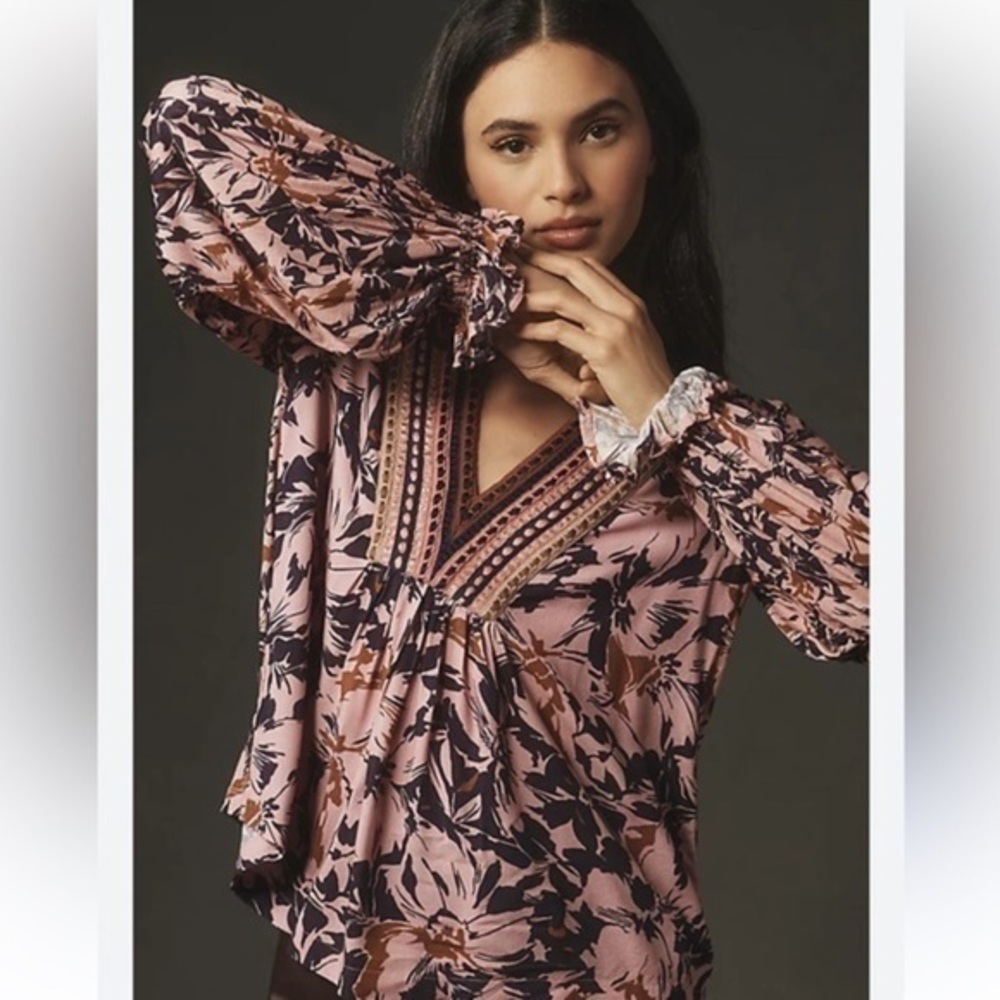 Anthropologie Blank London Embroidered Boho Top size XXS